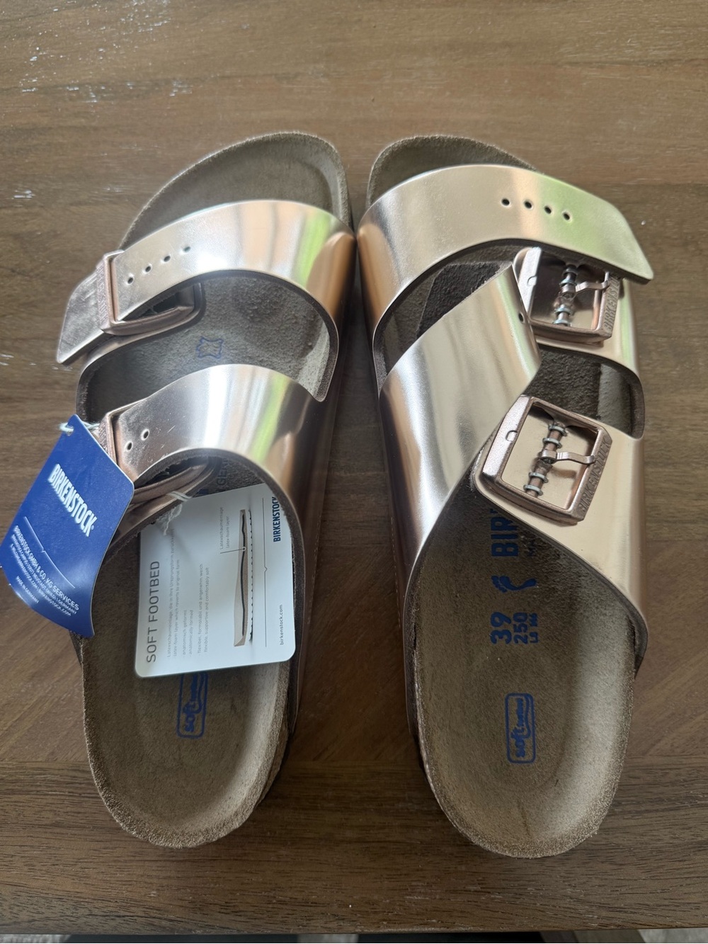 Birkenstock Arizona Soft Footbed Sandal - Metallic Rose Gold
